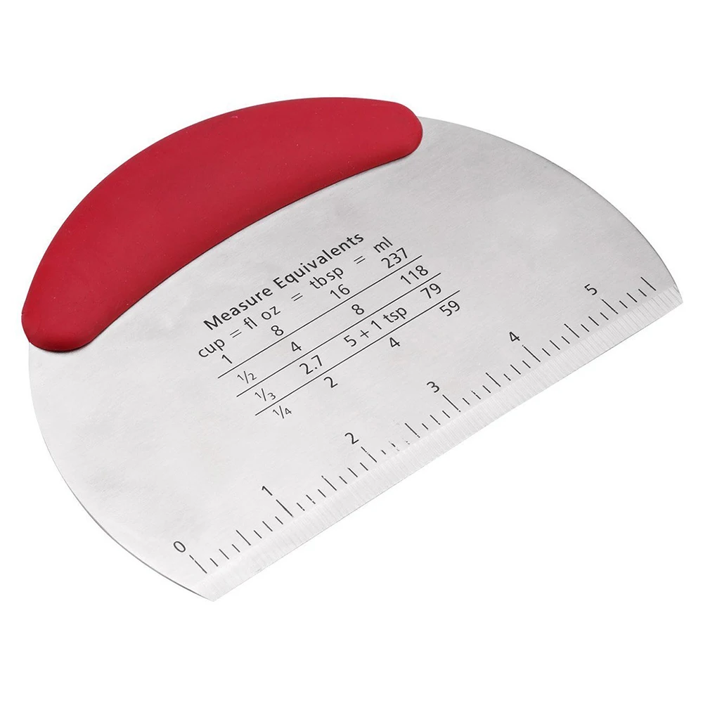 

Non-slip Grip Multi-purpose Stainless Steel Pastry Scraper & Chopper red dough cutteer