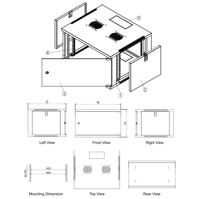 
Manufacturer 4U 6U 9U 12U 18U wall mounted cabinet 19 inch standard network server cabinet 