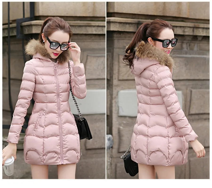 

winter women down coat quilted anti-velvet pink full length girls down long coat