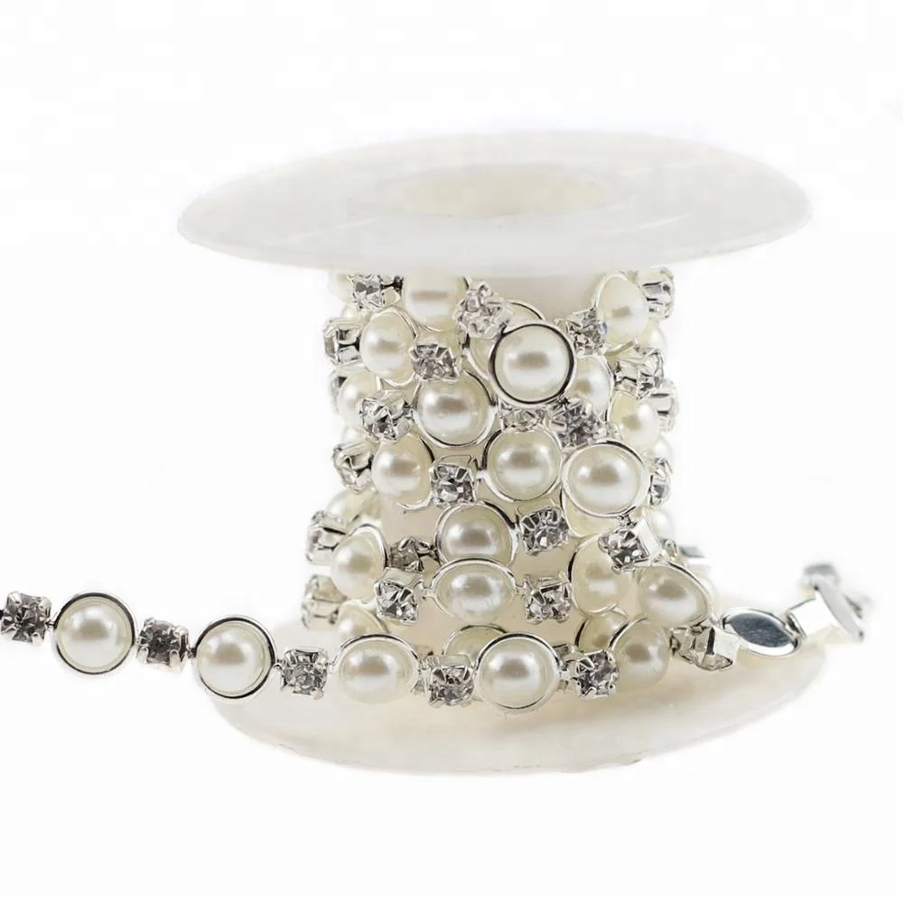 

hot sale crystal clear rhinestone chain trim, White