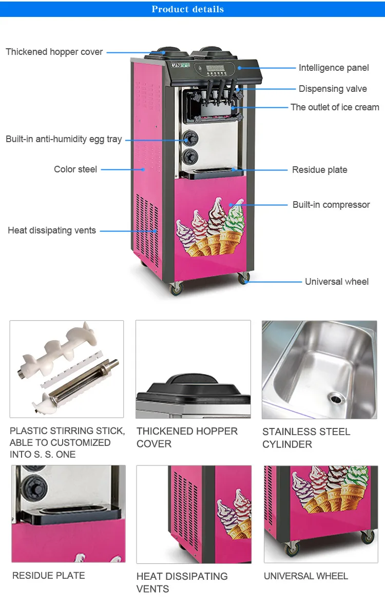 LVNI big capacity bravo carpigiani italian taylor air pump commercial soft ice cream maker making machine for sale made in china