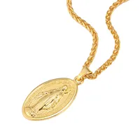 

European Religious Jewelry 18K Gold Plated Virgin Mary Necklace Vintage Virgin Mary Pendant Necklace
