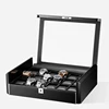 Black carbon fiber surface soft flexible watch pillows mens watch box for sale luxury wooden watch gift box