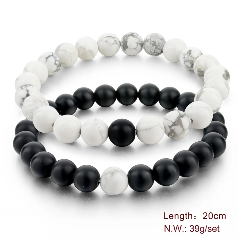 

Men Beaded Marble Bracelet Yin Yang Energy Bracelet Fashion Bracelet