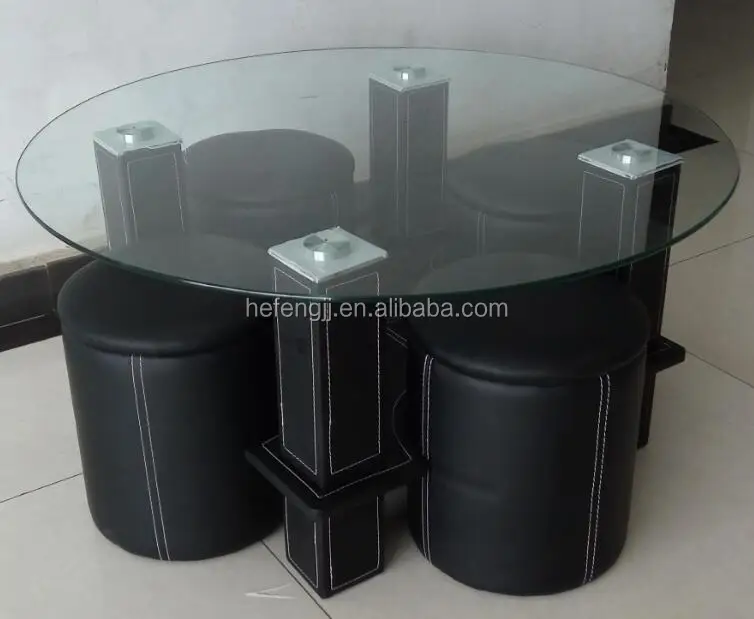 Black Round Glass Coffee Table Sets With 4 Stools Top Tea On Alibaba Com