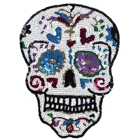 

Skull sequin applique patches for clothing P228