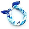 ladies silk neck scarf printing blue silk scarf