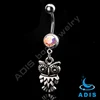 Surgical Steel Silver Plated zinc alloy body jewelry dangle owl belly navel ring