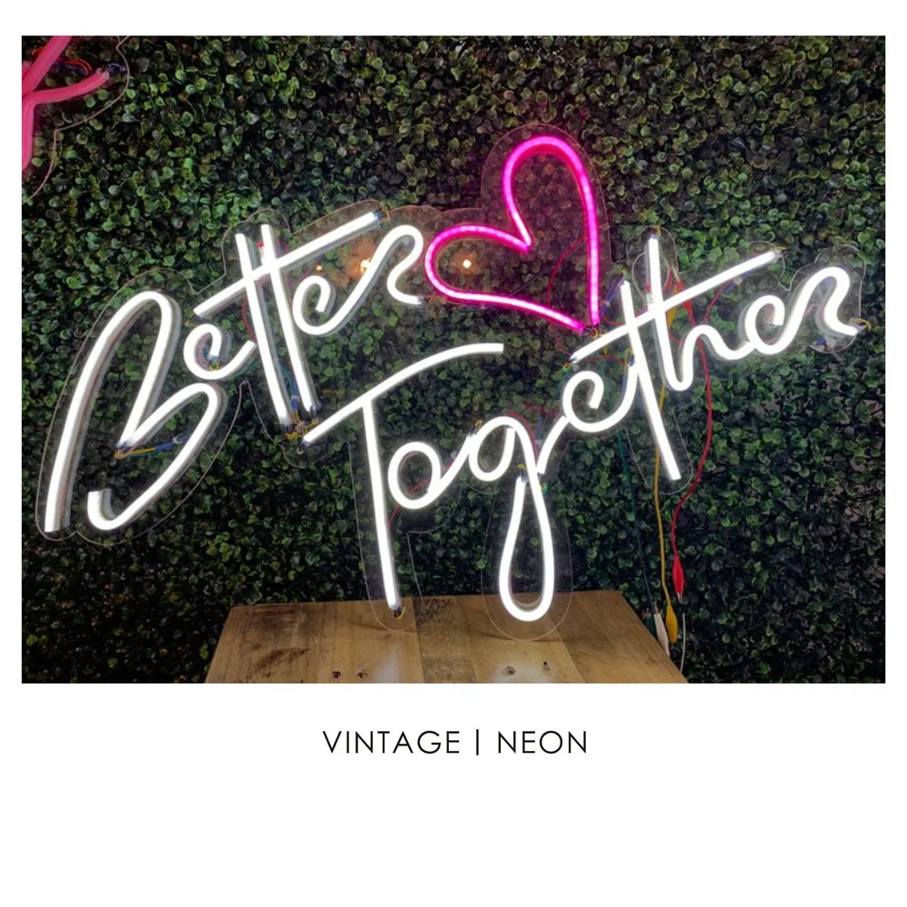 38'' L and 23'' W better together neon led sign