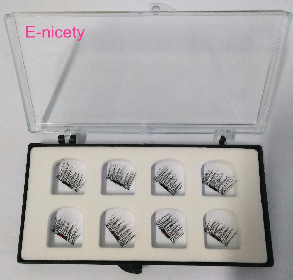 

Delicate packing silk magnet lashes in stock two pairs in one box, Black