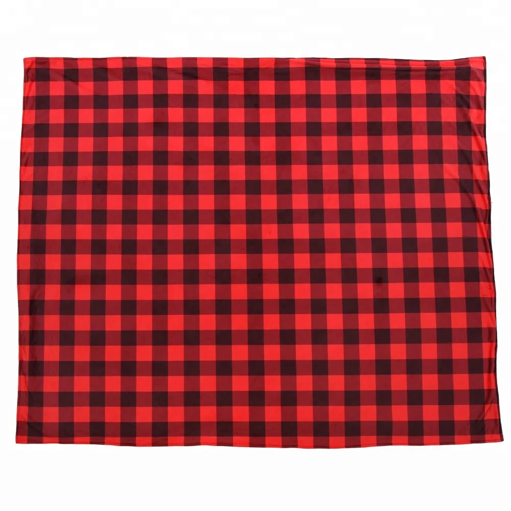 

Wholesale soft classic Plaid Sherpa Blanket, # 1 black + red;# 2 gray+white