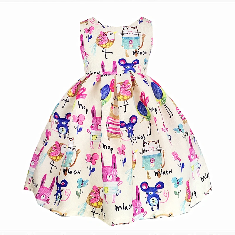 Wholesale Baby Girl Summer Dress Sleeveless Double Layered Cotton Lining Girls Dresses for Party and Wedding