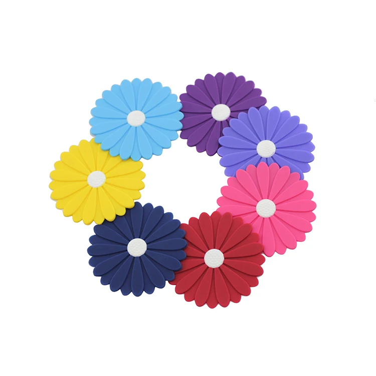 

flower shape Soft Non Slip cup mat silicone coaster, Different colors available