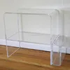 Thick Nesting Furniture Console Table Clear Lucite Table with Magazine Rack