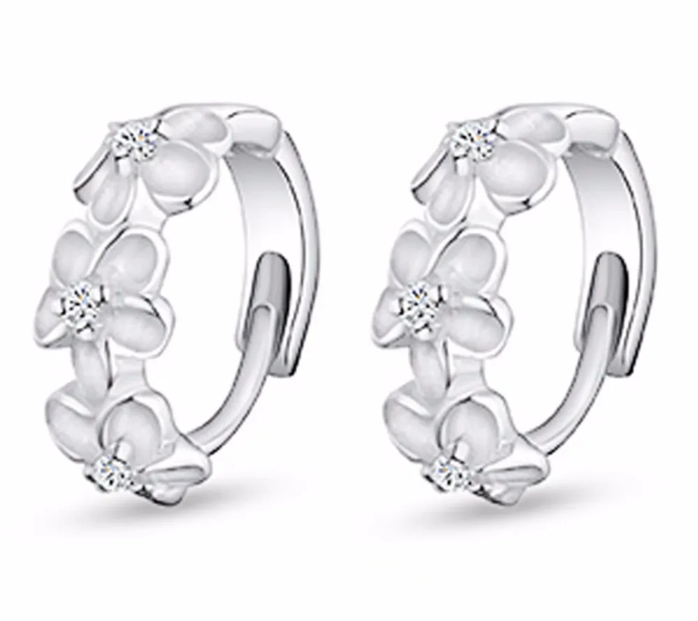 

Three flowers earrings 925 sterling silver Jewelry women stud earring, As picture