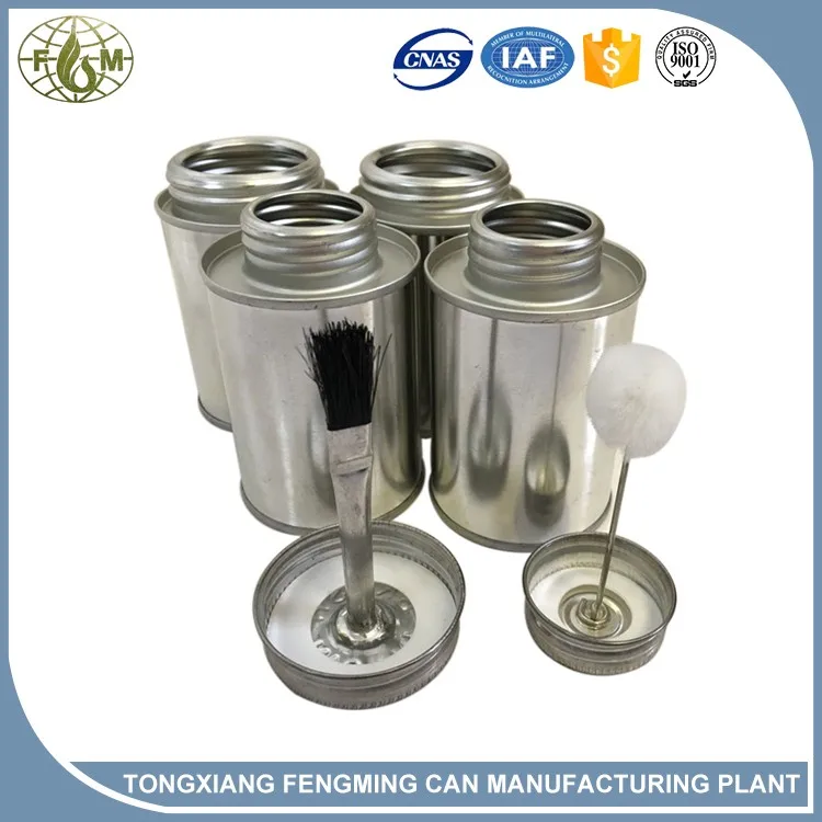 Big Mouth Pvc Cement Cans Screw Top Glue Tin Cans With Dauber / Brush