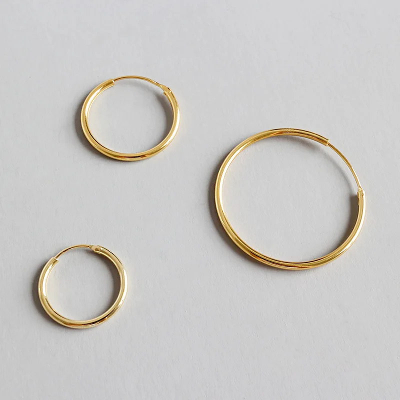 

MLR08 S925 Sterling Silver Earring Personality Gold Hoop Circle Earrings For Girl Gift