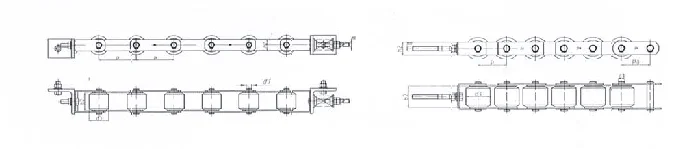 CNHC-038A TOP Sale Escal escalator handrail pressure chain, support chain with 9 rollers in size of 60*55 and 70 mm pitch