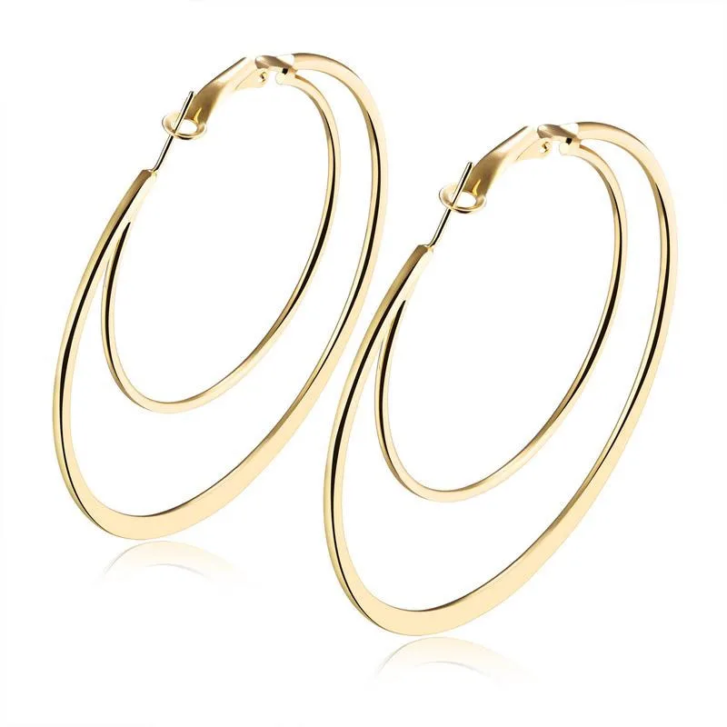 

Party Jewelry Statement Big Earrings Hoop Jewelry Pleated Gold Big Hoop Earring, White;gold