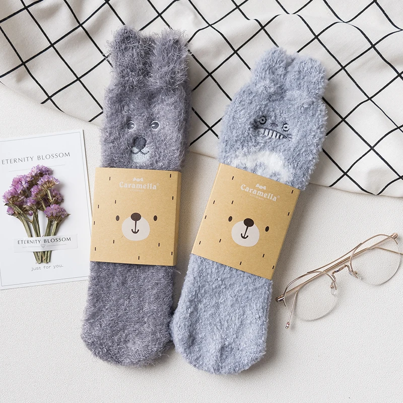 

Wholesale women winter animals soft fuzzy knee high cozy socks, Assorted