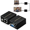 VGA Extender To Lan Cat5 Cat5e RJ45 Ethernet Female Adapter Amplifier 60M VGA transmitter and Receiver 1920x1080 at 60hz