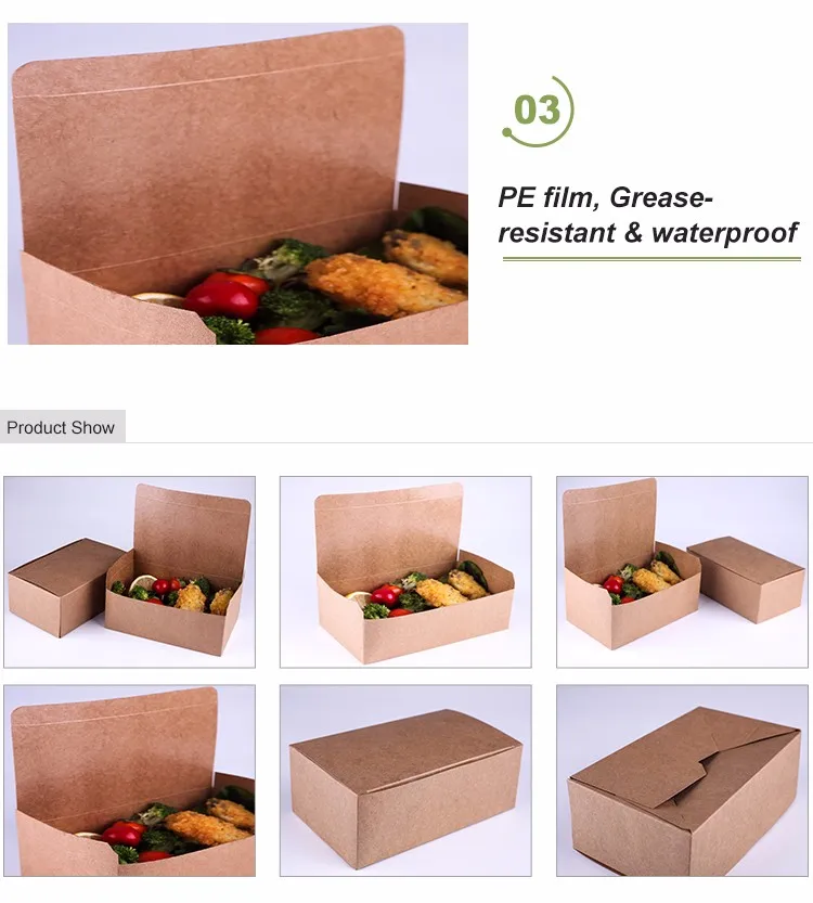 Custom Brown Kraft Recycled Packaging Takeaway Paper Food Box