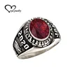 High grade red stone setting high school class ring in stainless steel jewelry