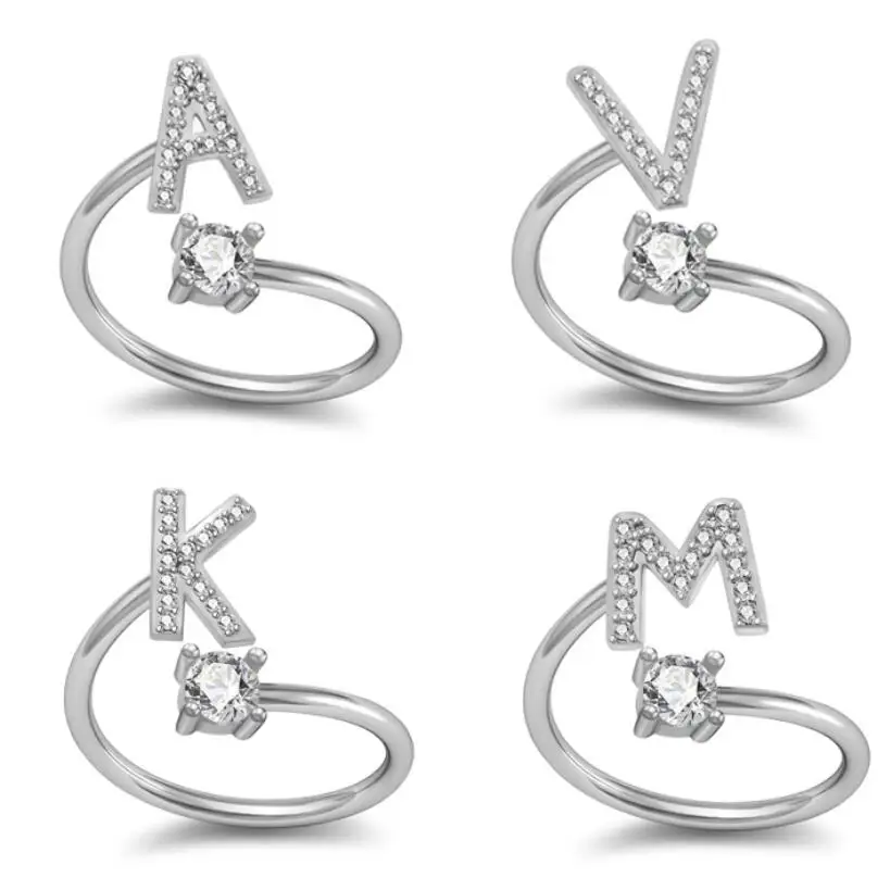 

Fashion hot style ladies ring 26-letter English ring to send a gift to his girlfriend, N/a