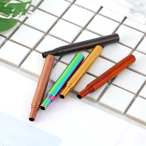 Image of Reusable Stainless Steel Metal Collapsible Portable Foldable Telescopic Straw With Cleaning Brush