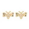 small stud diamond honey bee earrings silver