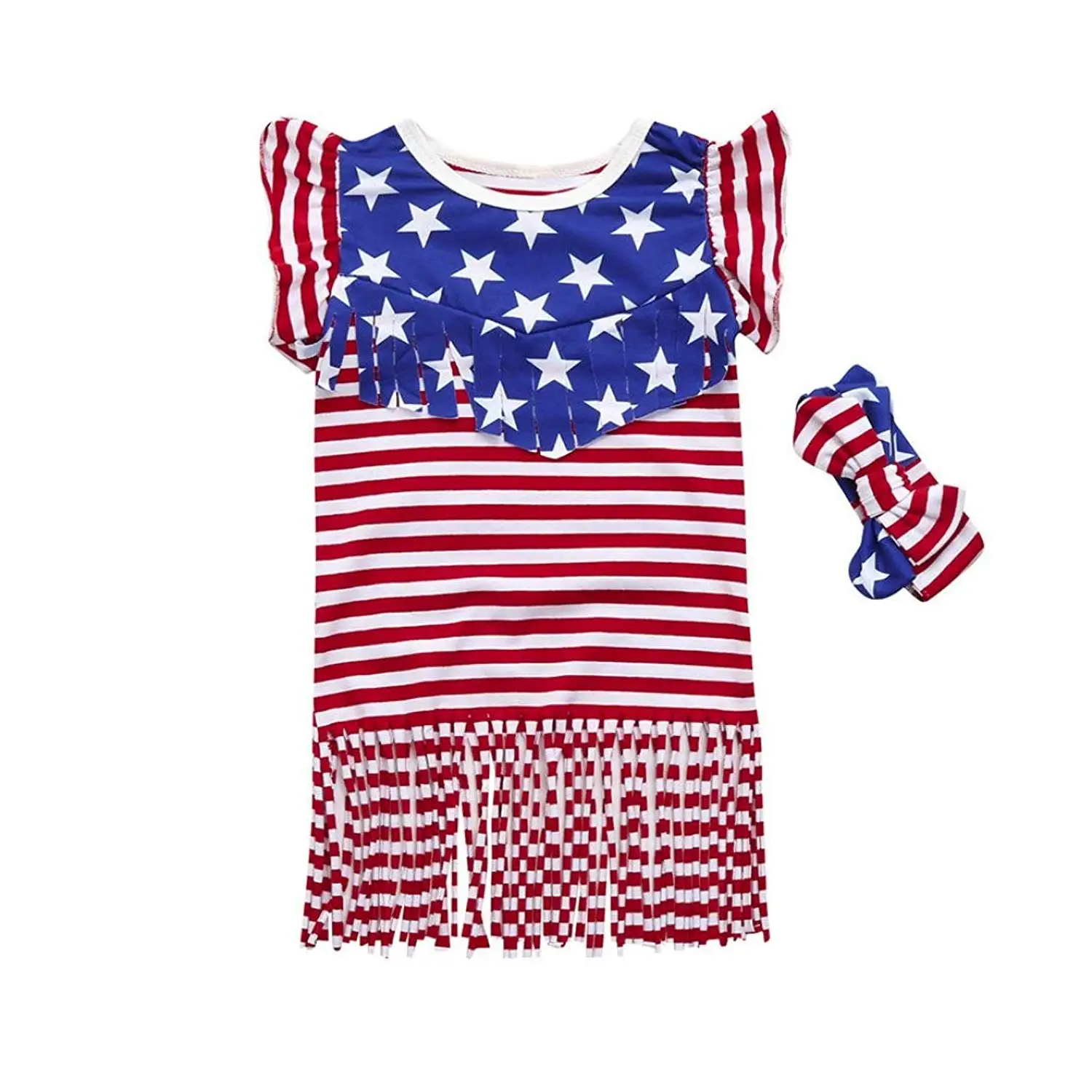 Hemlock Girls Denim Dress Baby Girls Short Sleeve Flower Embroidery Dress 5T, Blue