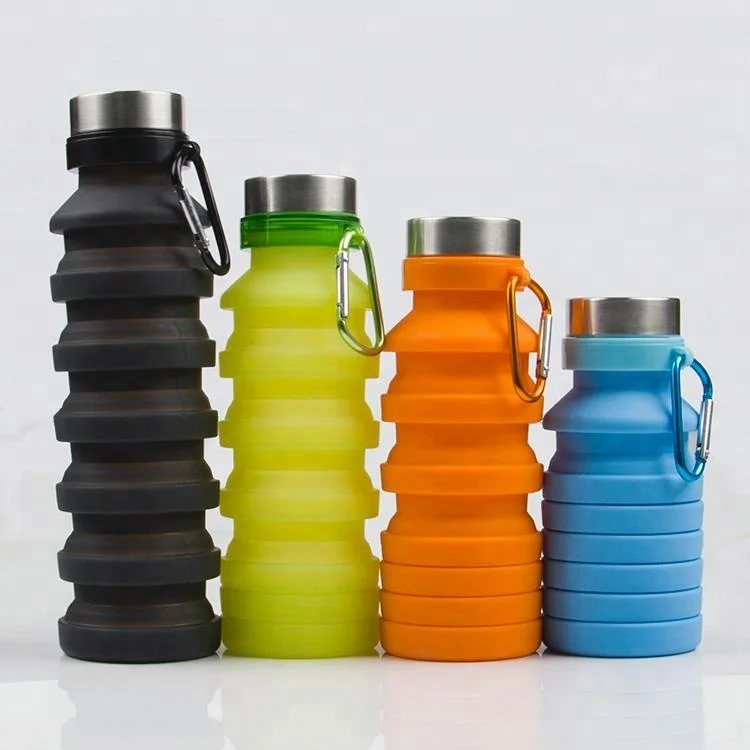 

2019 wholesale promotion shaker collapsible folding silicone sports drinking water bottle, Customized color