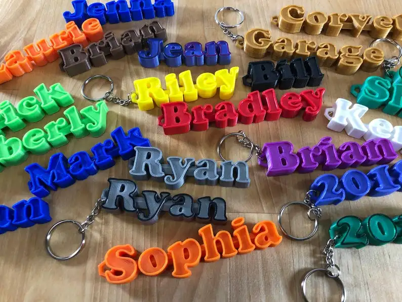 Custom 3D printed Keychain Luggage Tag Backpack zipper pull name raised letters 