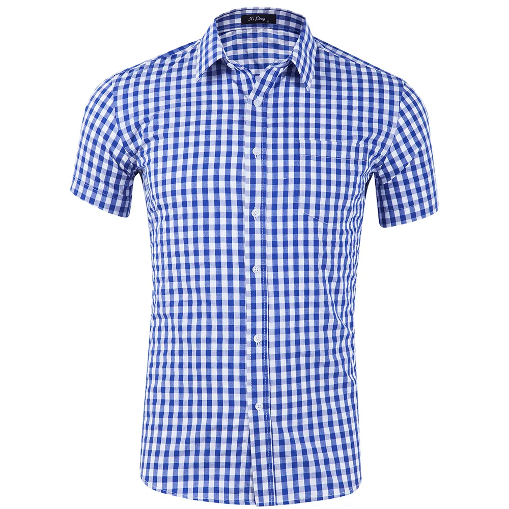 

Men wholesale 100% cotton little plaid short sleeve shirt, 6 different colors