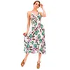New Design Fashion Long Woman Dress floral printed sun dress V-neck string beach dress 2018