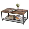 VASAGLE rustic vintage industrial metal wooden coffee table for living room
