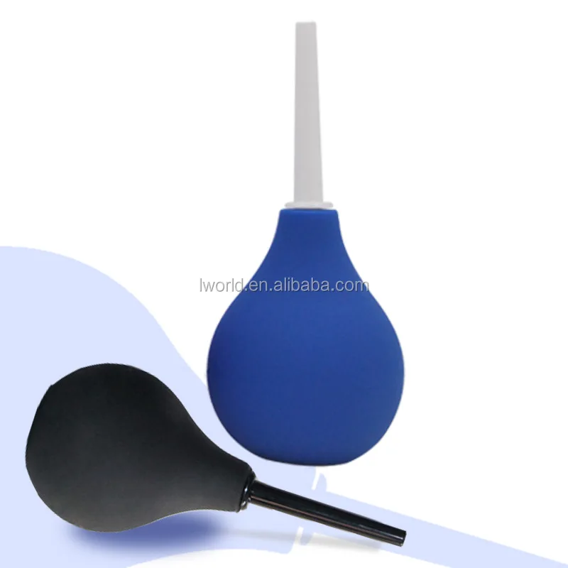 Round Ball Blue Black Rubber Vaginal Douche Rectal Pears Flusher Wash 