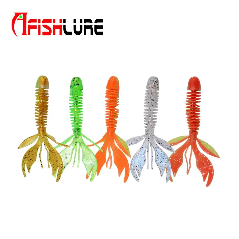 

Soft Fishing Lure 80mm 2.3g 10pcs Shrimp Type Soft Worm Leaves Tail Soft Bait Double Colors Swimbait Texas Rig Leaf Tail, Various color