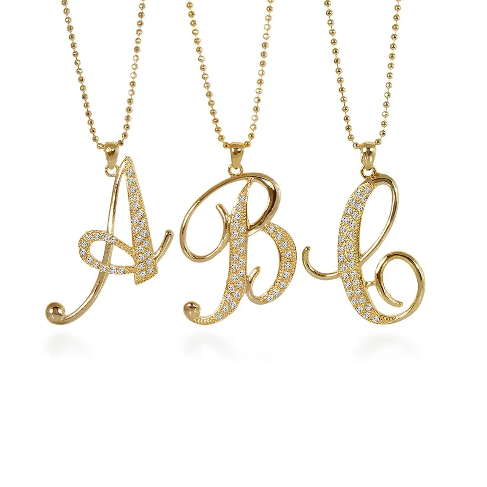 

Alphabet Pendant Gold Tone Initial Letter Fashion Pendant Simple Design Necklace For Girls