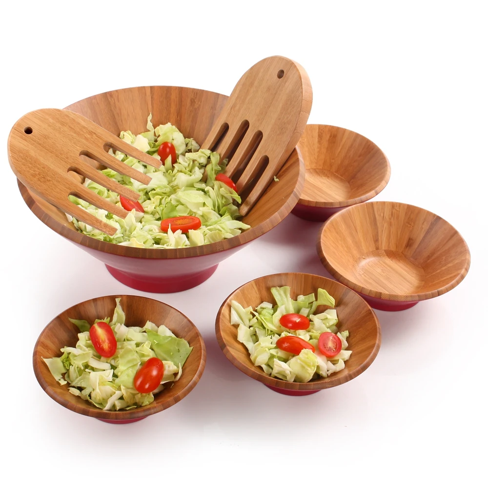 Wholesale High Quality Natural Living Bamboo Salad Bowl With Spoons Buy Natural Living Bamboo