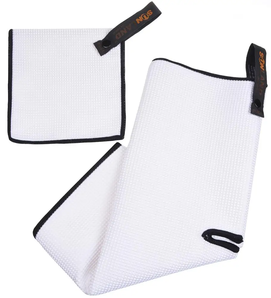 

Sunland Light Weight Microfiber Custom Golf Towel Magnet Brush  White or Black Golf Towels, White,black
