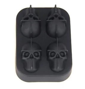 Image of Skull Ice Cube Molds, Silicone Ice Cube Maker Whiskey Cocktails Halloween Party Spooky Fun Bar