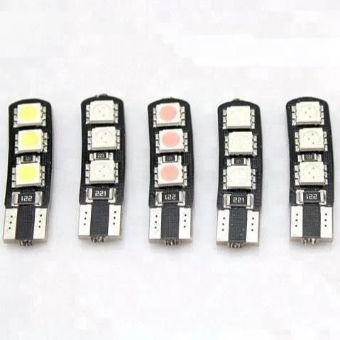 

Super bright W5W T10 Canbus 6 SMD 5050 LED 3 chips 6SMD 194 168 501 LED white blue yellow green DC 12V Parking Lights lamp Bulbs