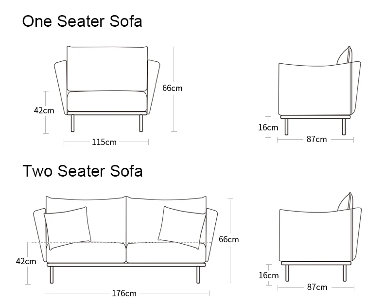 New Stylish Fabric Two Seat Couch Queen Size Sofa Bed For Living