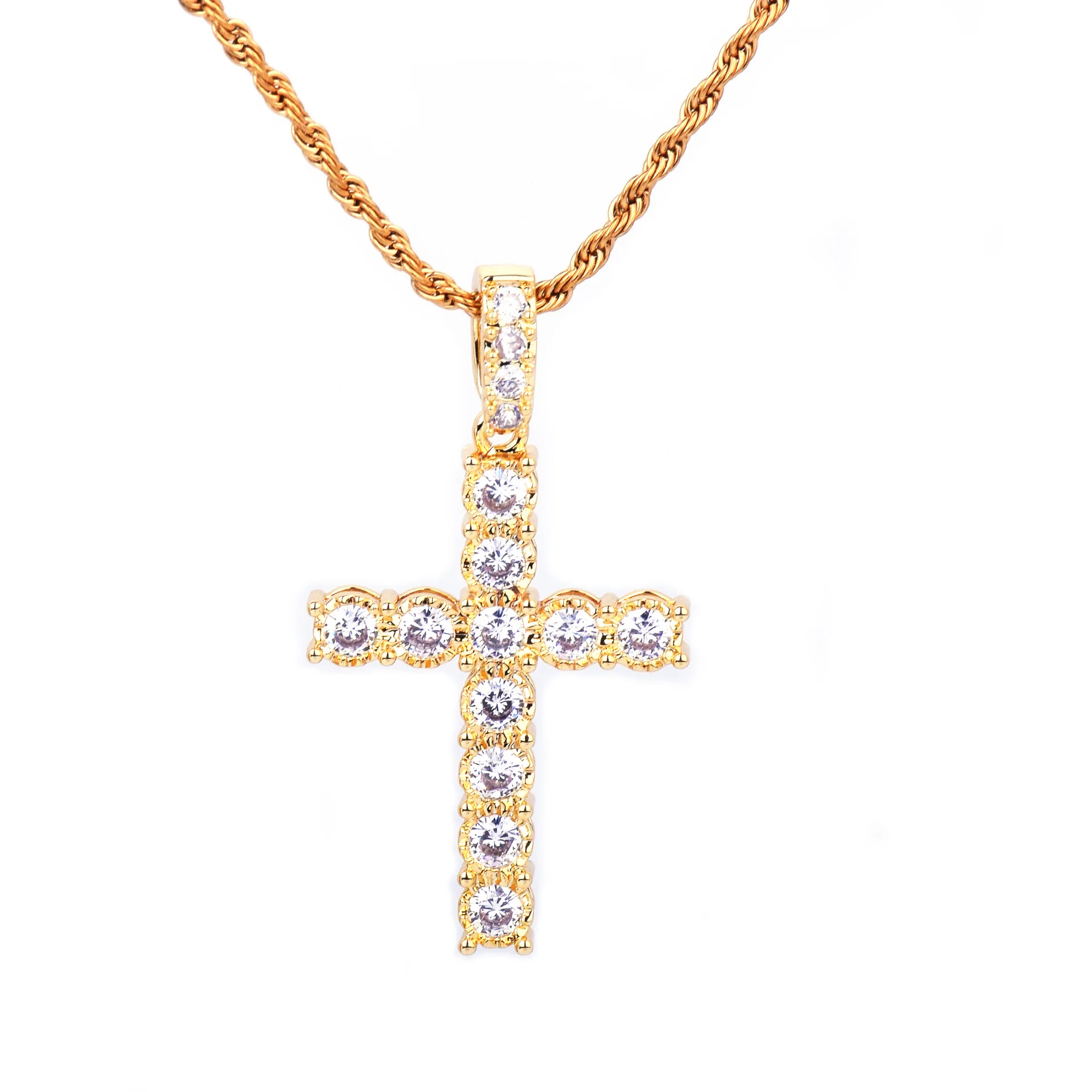 Fashion Gold Cubic Zirconia Cross Pendant Gold Silver Copper Material ...