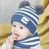 Color Matching Double ball Baby Winter Suit Hat Child Girl Baby Knitted Wool Cap
