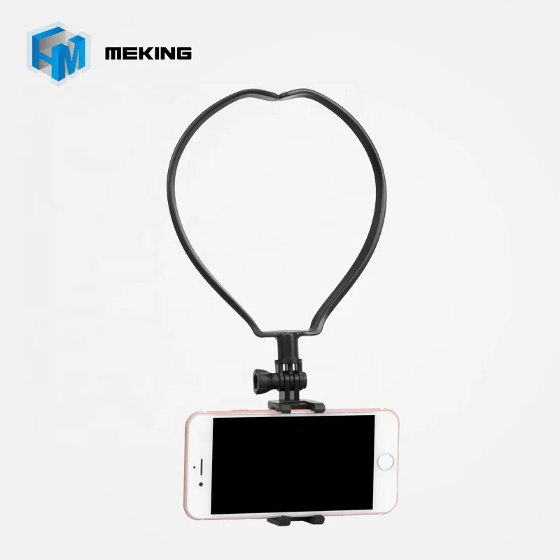 

Meking ABS Handsfree Neck Mobile Phone Holder for Video Football Match, Black/white