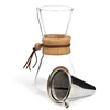 Furoot High Borosilicate Hammer Pattern Glass Coffee Cooking with Wooden Hand