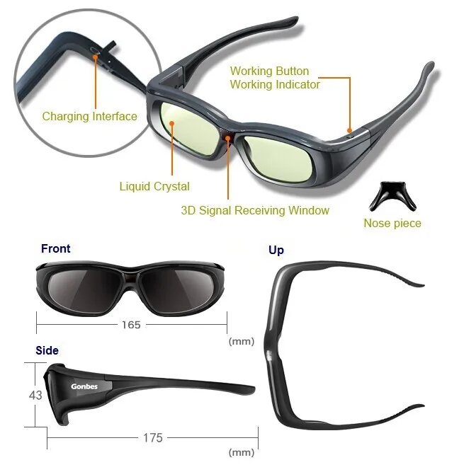 3d active shutter glasses  