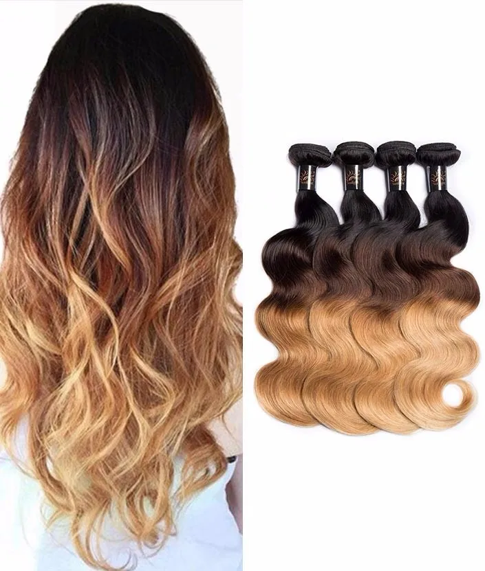

color99j 100% human hair bundles 3 tone color ombre hair human body wave,honey blond,Brazilian Hair Weave Bundle Red/blond hair